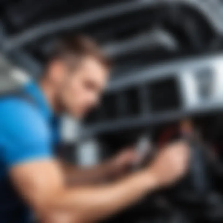 Mechanic checking a vehicle's cooling system