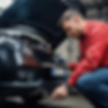 Mechanic examining a vehicle with black smoke issue