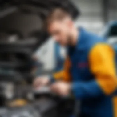 Mechanic diagnosing a vehicle issue