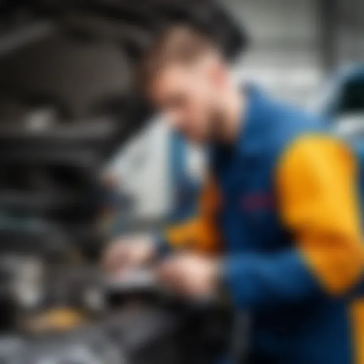 Mechanic diagnosing a vehicle issue