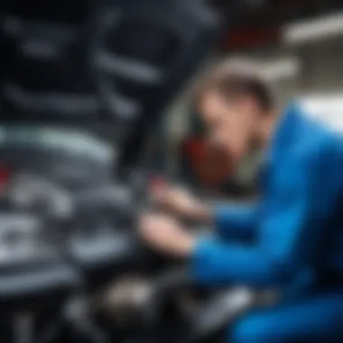 Mechanic inspecting the engine of a car