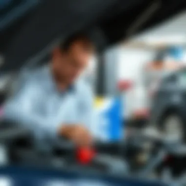 Mechanic examining vehicle components