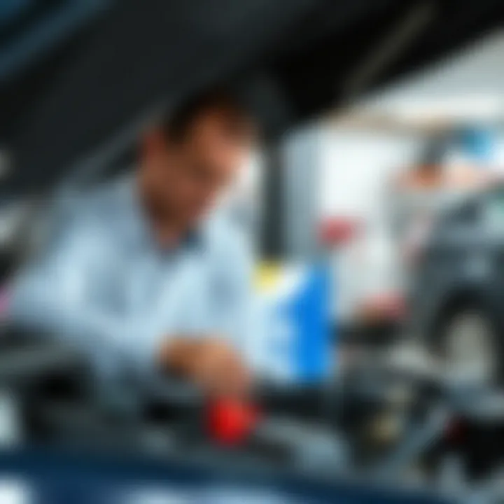 Mechanic examining vehicle components