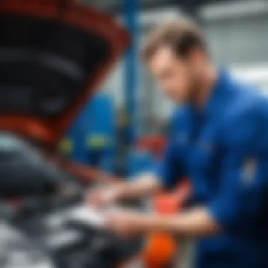 Mechanic inspecting Hyundai Accent heating system