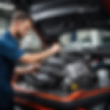 Mechanic inspecting Nissan X-Trail engine