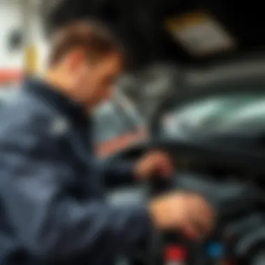 Mechanic inspecting the heating system of Opel Astra J