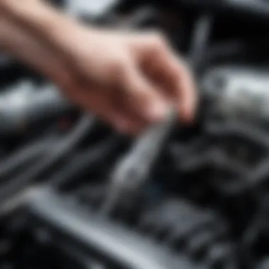 Mechanic inspecting a spark plug