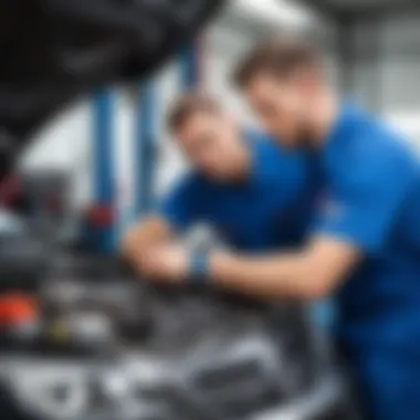 Mechanic servicing a car engine