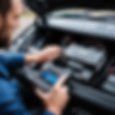 Using Diagnostic Tools for Mercedes Reserve Battery Issues Diagnostic tool connected to Mercedes vehicle