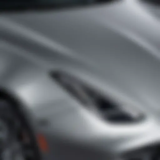 Close-up of automotive paint in moondust silver shade showcasing its unique finish