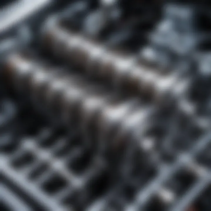 Close-up of a camshaft in a Nissan engine