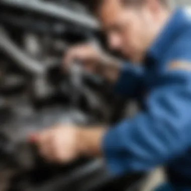 Inspection of Camshaft Sensor Installation Mechanic inspecting camshaft sensor installation in a Nissan Murano