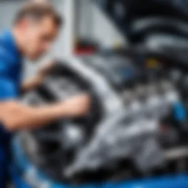 Mechanic examining Opel Astra H engine