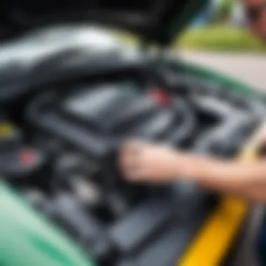 Mechanic using diagnostic tools on Opel Corsa