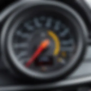 Dashboard display showing engine temperature gauge