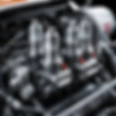 Engine Layout with Spark Plug Locations Illustration of an engine with highlighted spark plug locations