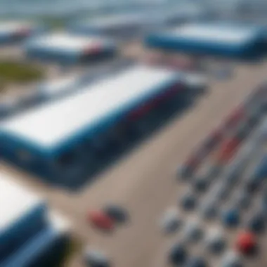 Aerial view of Lobnya showcasing automotive supply shops