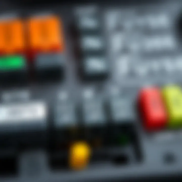 Detailed view of Peugeot 307 fuses with labels