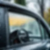 Condensation forming on car windows during rain