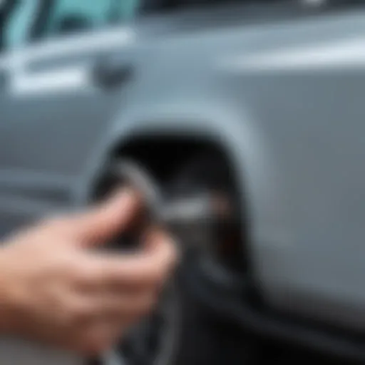 Close-up of a car door mechanism showing potential issues.