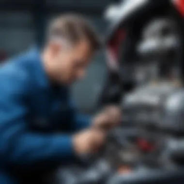 Mechanic examining engine performance