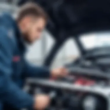 Inspection of EPS Wiring and Components Mechanic inspecting EPS wiring under the hood