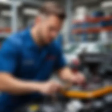 Mechanic analyzing Chevrolet Cruze ignition system