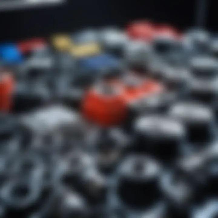 Close-up of high-quality car parts displayed neatly