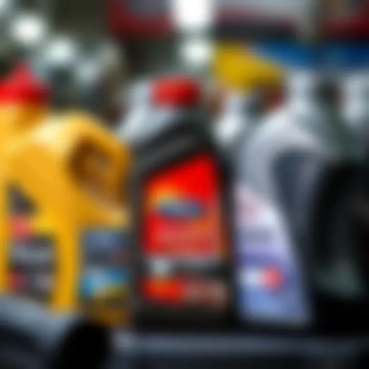 Different types of motor oils displayed