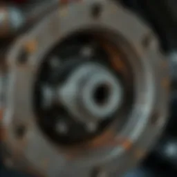 Detailed view of a cardan shaft showing wear and tear