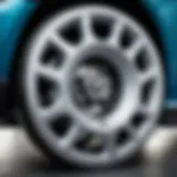 Detailed view of front wheel hub assembly of Renault Logan