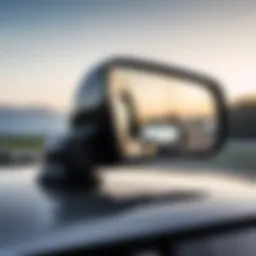 Close-up view of the rearview mirror assembly on a Renault Logan