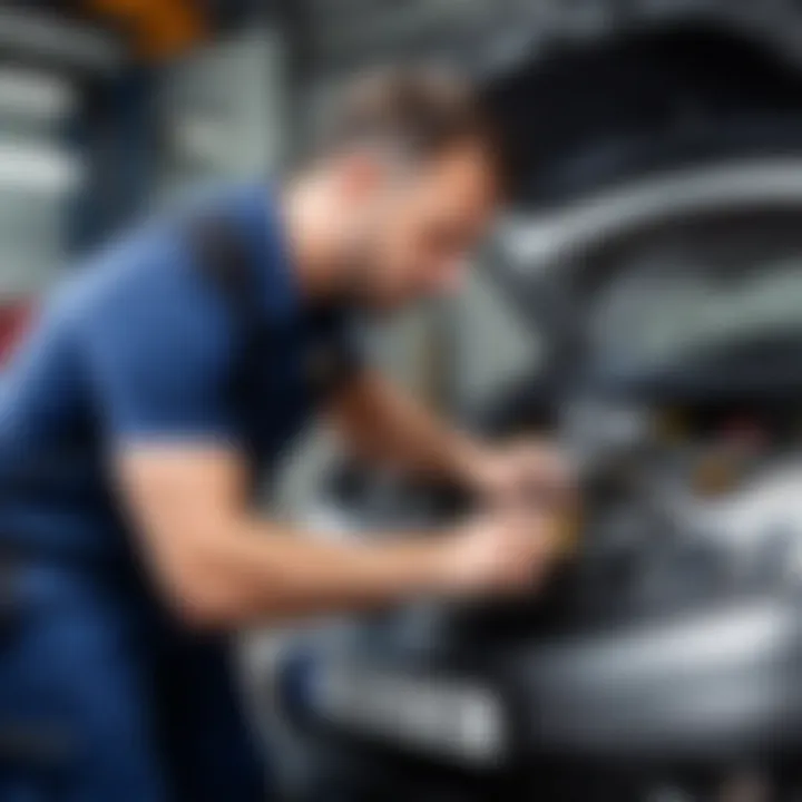 Mechanic inspecting a Renault Sandero for spiral error troubleshooting