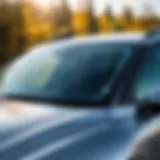 A close-up view of a cracked windshield on a Mazda CX-5