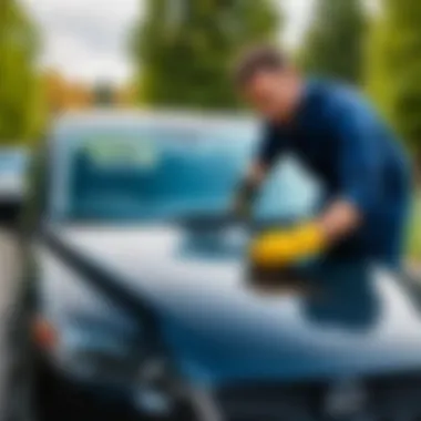 Professional technician removing a damaged windshield