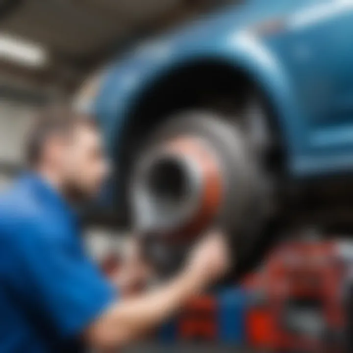 Car being serviced in a workshop