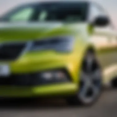 Detailed view of Skoda Fabia II front design showcasing its elegant lines and features