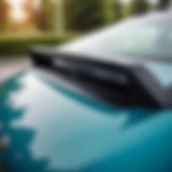 Close-up of a windshield wiper on a Skoda Rapid