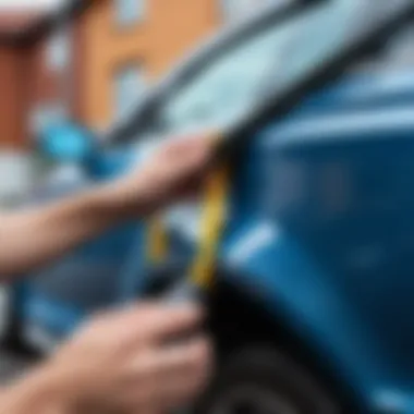 Demonstrating wiper arm removal technique