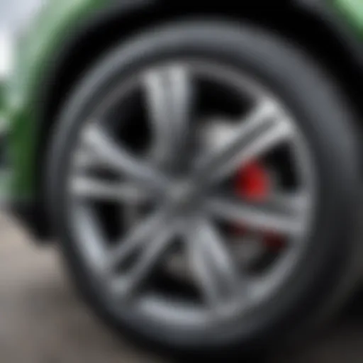 Close-up view of Skoda Yeti wheels showcasing design and material