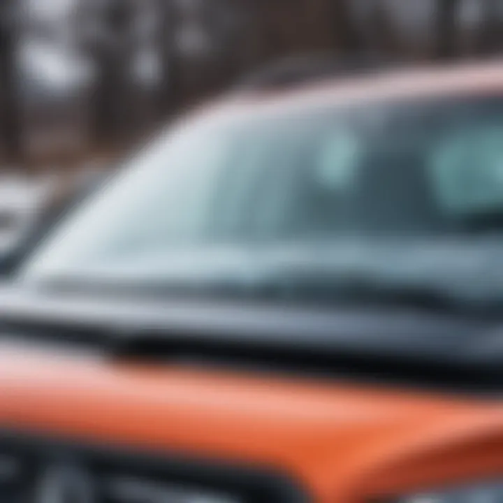 Close-up of the heating elements in the windshield