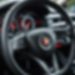 Close-up of a steering wheel showing wear and tear