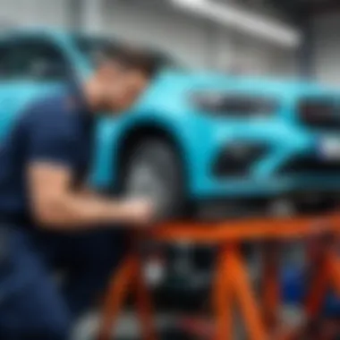 A technician performing maintenance on a car, emphasizing expert care