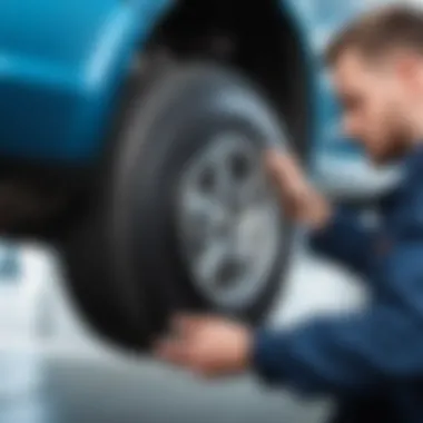 Mechanic inspecting a car's brake system