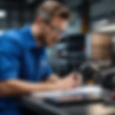 Visual representation of a technician reviewing a work order