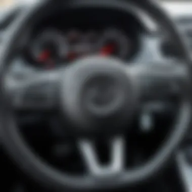 Detailed view of steering wheel wear and tear indicating replacement need