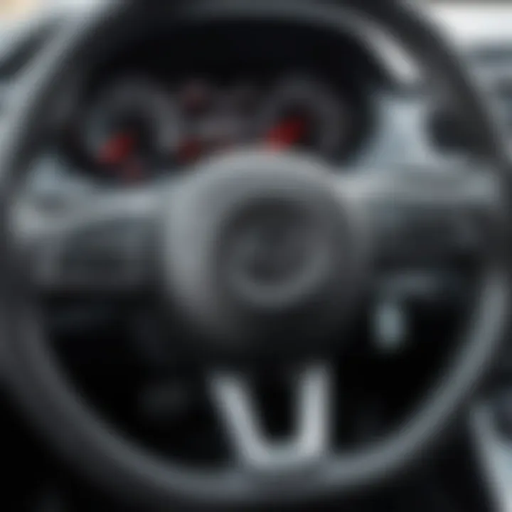 Detailed view of steering wheel wear and tear indicating replacement need