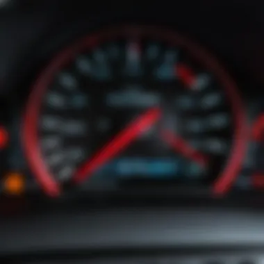 Close-up of Toyota Avensis dashboard showing warning lights