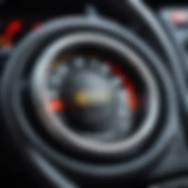 Detail of the trip button functionality Close-up view of the trip button on a car steering wheel