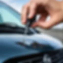 Close-up of windshield washer nozzle on Opel Astra H